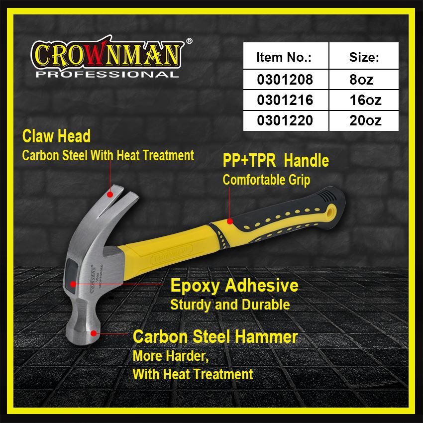 16OZ Fiberglass Handle Claw Hammer (7)