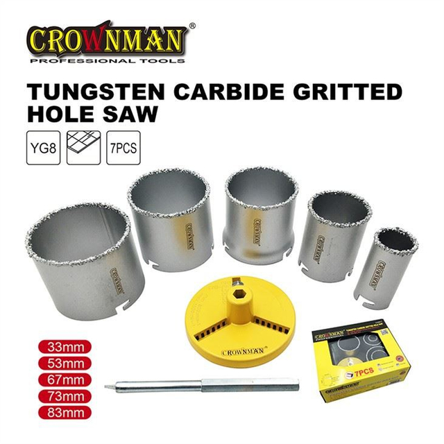 7PCS Tungsten Carbide Gritted Hole Saw Set