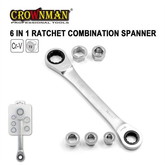 6 In 1 Double Head Ratchet Wrench Set